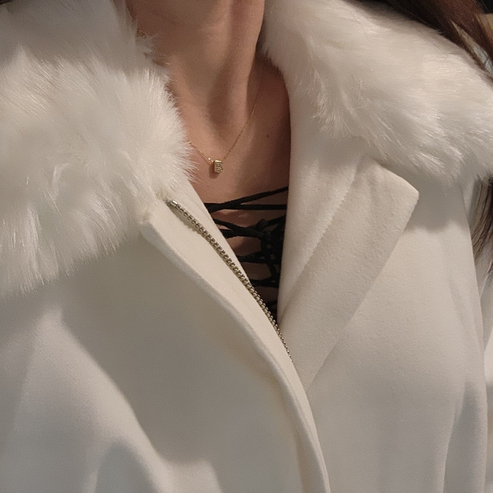ELOQUII White Faux Fur Collar Long Coat Women’s Size 14 NWT - Picture 8 of 16